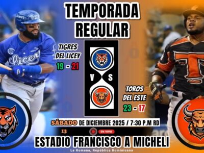 La Liga de Béisbol Profesional de la República Dominicana (LIDOM) anunció este lunes la reprogramación del partido entre los Toros del Este y los Tigres del Licey, que estaba pautado para las 7:30 p. m. en el estadio Quisqueya Juan Marichal. Según indic