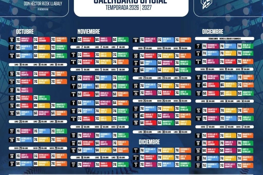 Lidom revela su calendario para la temporada 2026-27