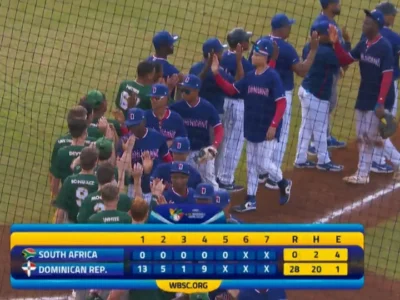 República Dominicana logra una victoria histórica de 28-0 sobre Sudáfrica en solo cinco entradas