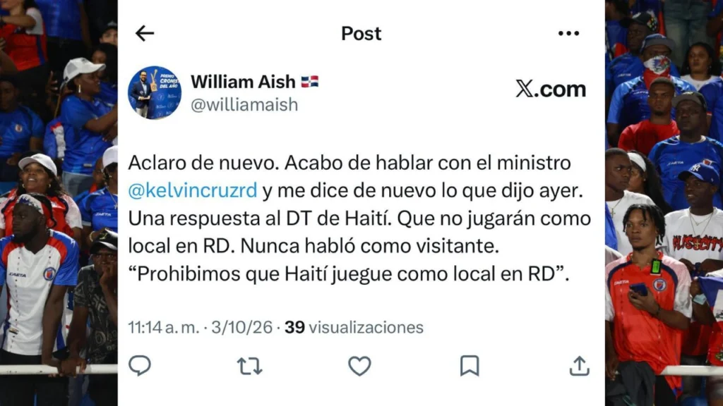 El Ministro de Deportes Aclara que Haití Solo Podrá Jugar como Visitante en República Dominicana