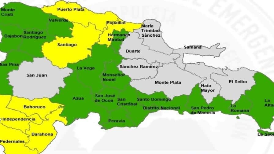 El COE emite alertas ante aguaceros intensos y posibles granizadas en la República Dominicana